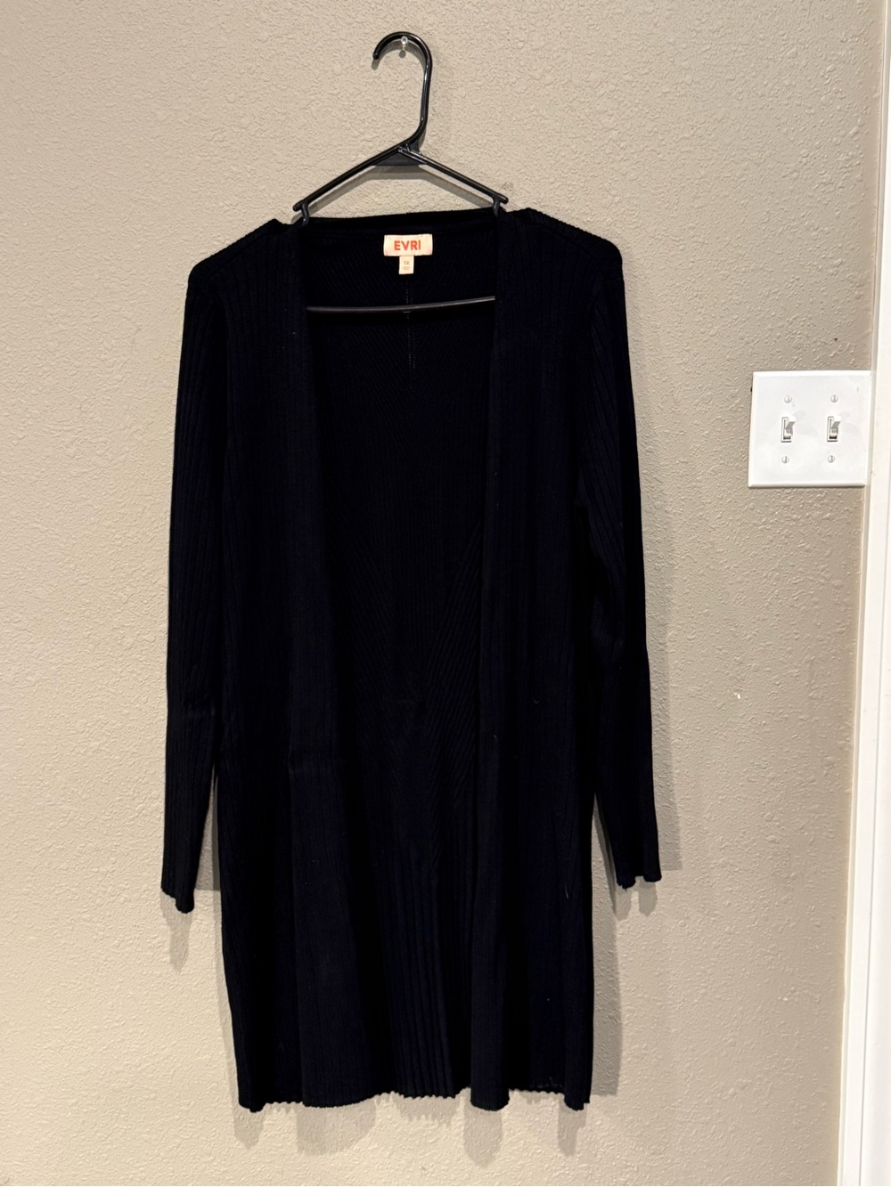 EVRI 2 for 1 Black and Gray Long Ribbed Open-Front Cardigans